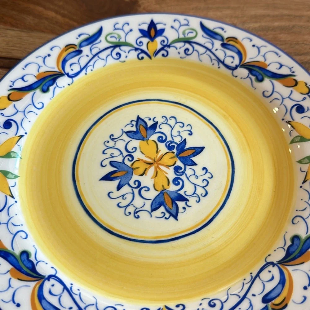Pier 1 Mirandela Blue Yellow Paisley 9” Serving Plate Portugal Discontinued